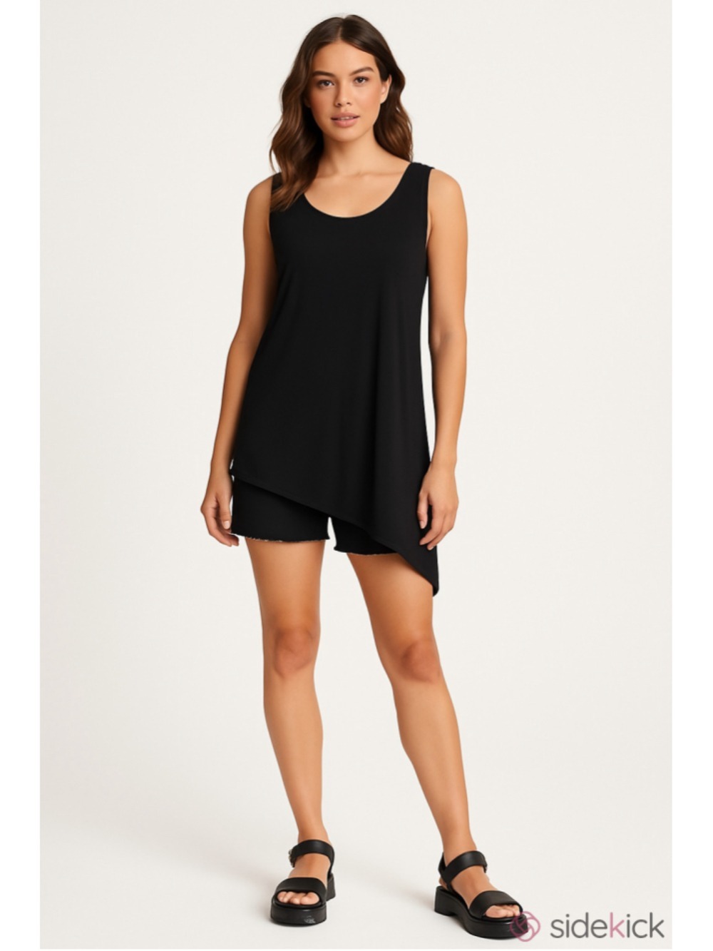 Eileen Fisher Black Asymmetrical Tank Top Size Medium